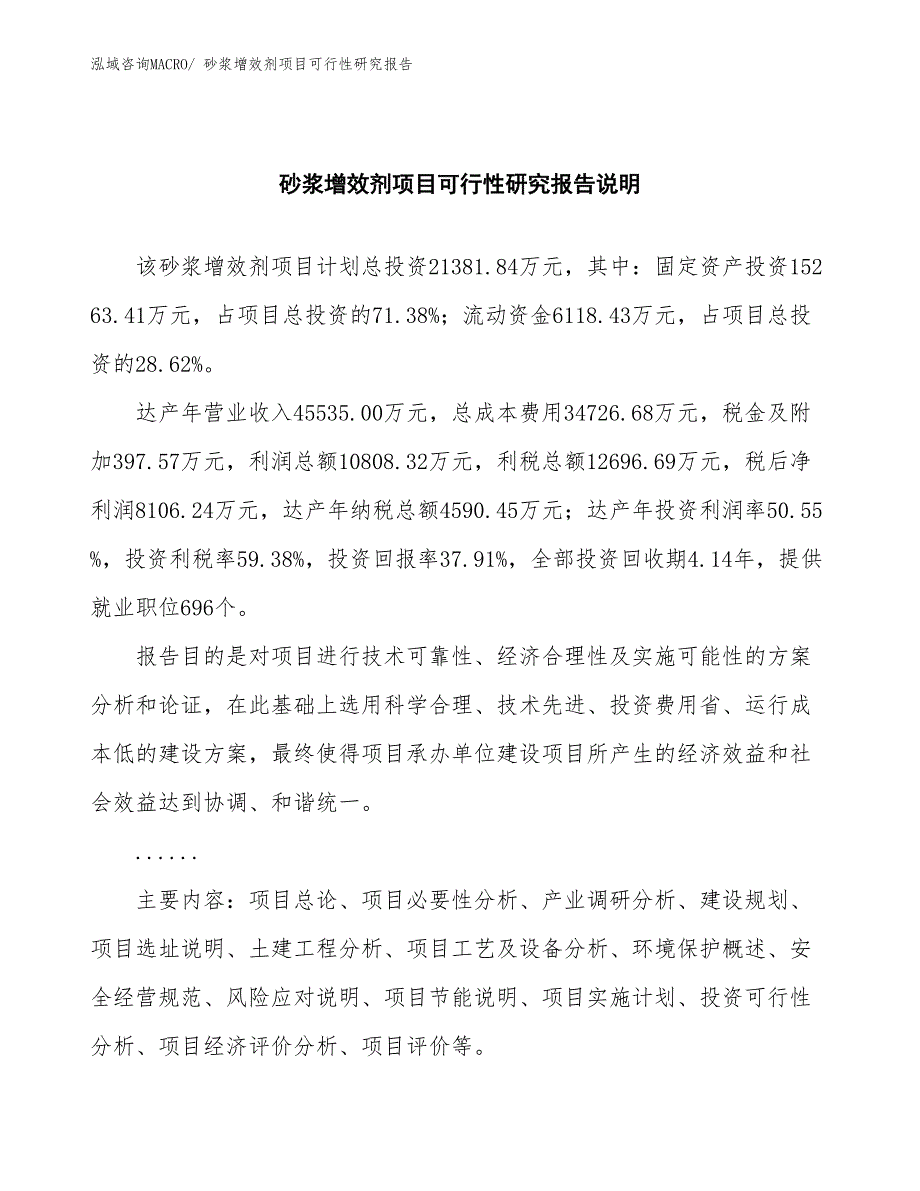 （批地）砂浆增效剂项目可行性研究报告_第2页