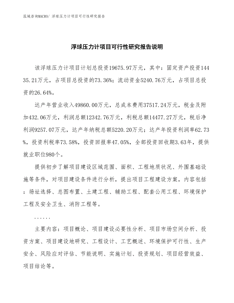 （批地）浮球压力计项目可行性研究报告_第2页