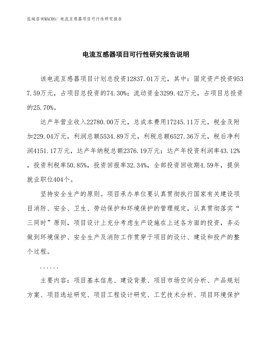 （批地）电流互感器项目可行性研究报告_第2页