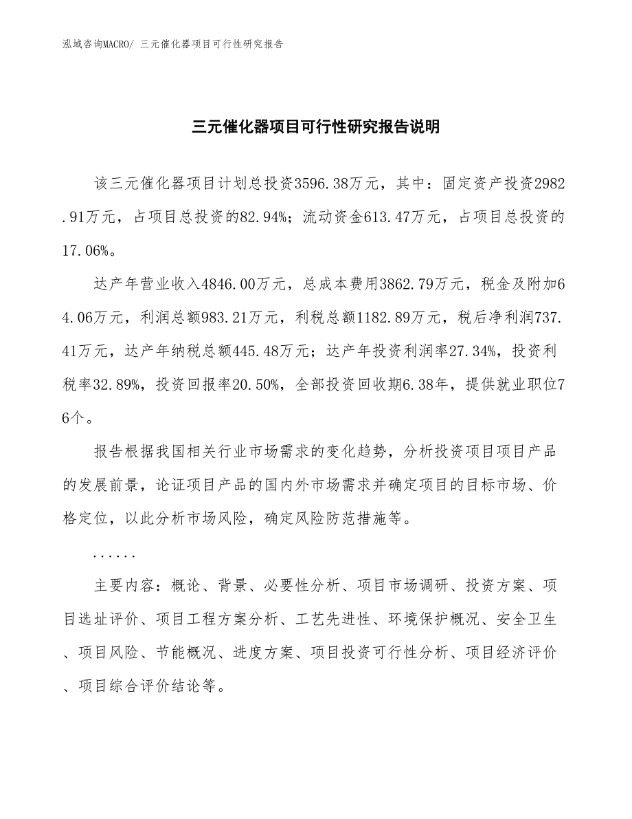 （批地）三元催化器项目可行性研究报告_第2页