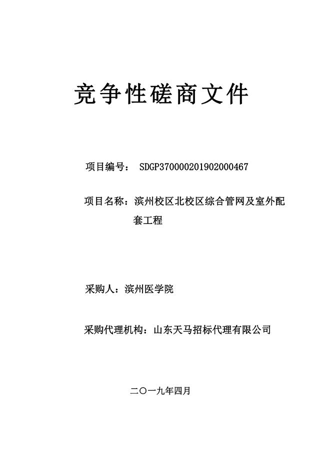 滨州医学院滨州校区北校区综合管网及室外配套工程竞争性磋商文件