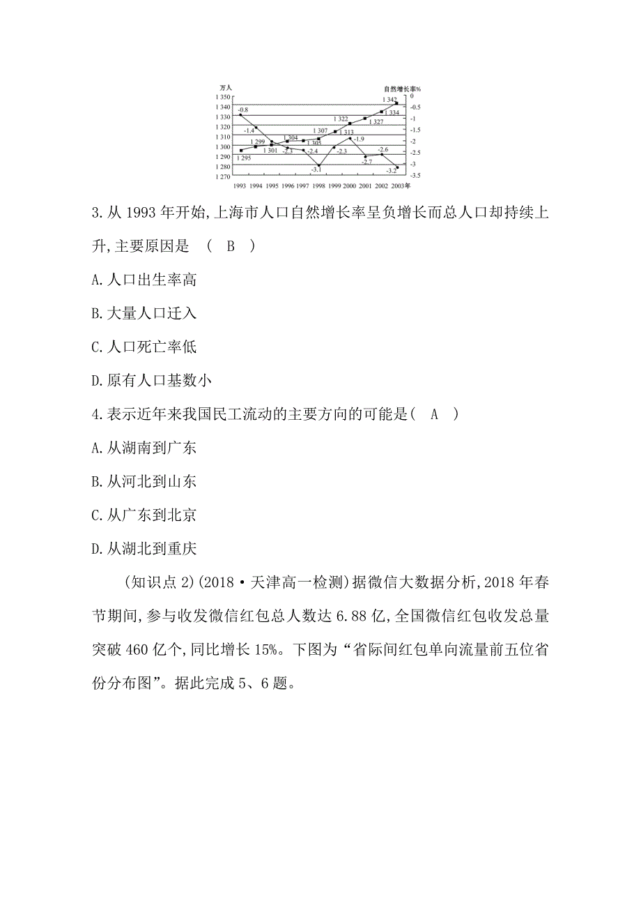 《世纪金榜》2019年湘教版地理必修二习题：第一章 人口与环境 1.3 人口迁移 分层训练 进阶冲关 word版含答案_第2页