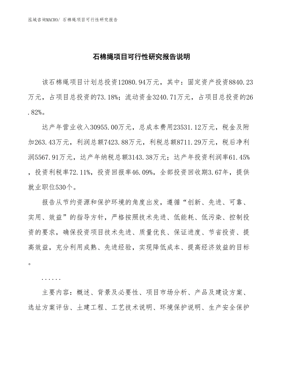 （批地）石棉绳项目可行性研究报告_第2页