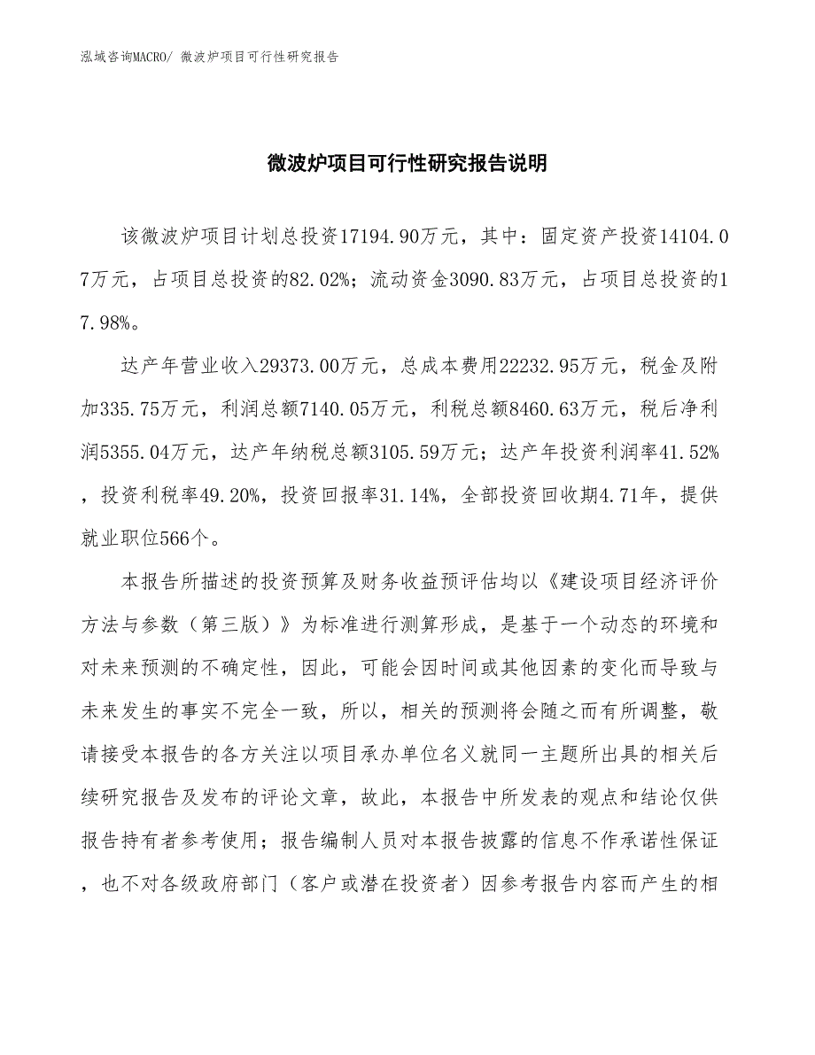 （批地）微波炉项目可行性研究报告_第2页