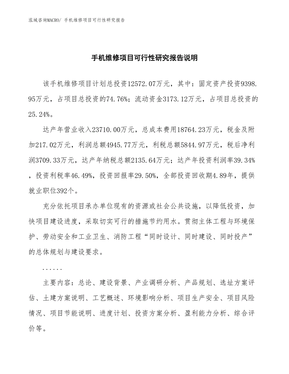 （批地）手机维修项目可行性研究报告_第2页