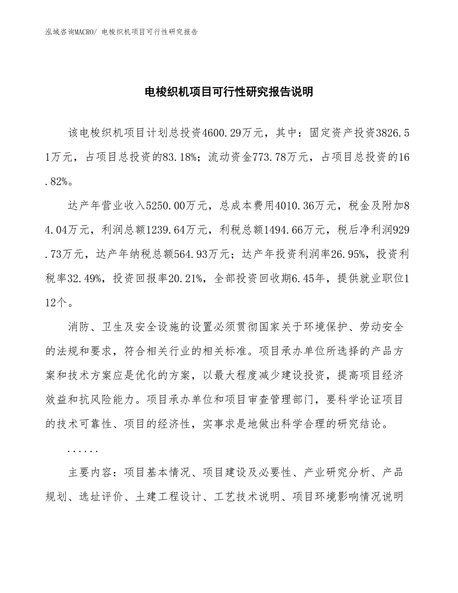 （批地）电梭织机项目可行性研究报告_第2页