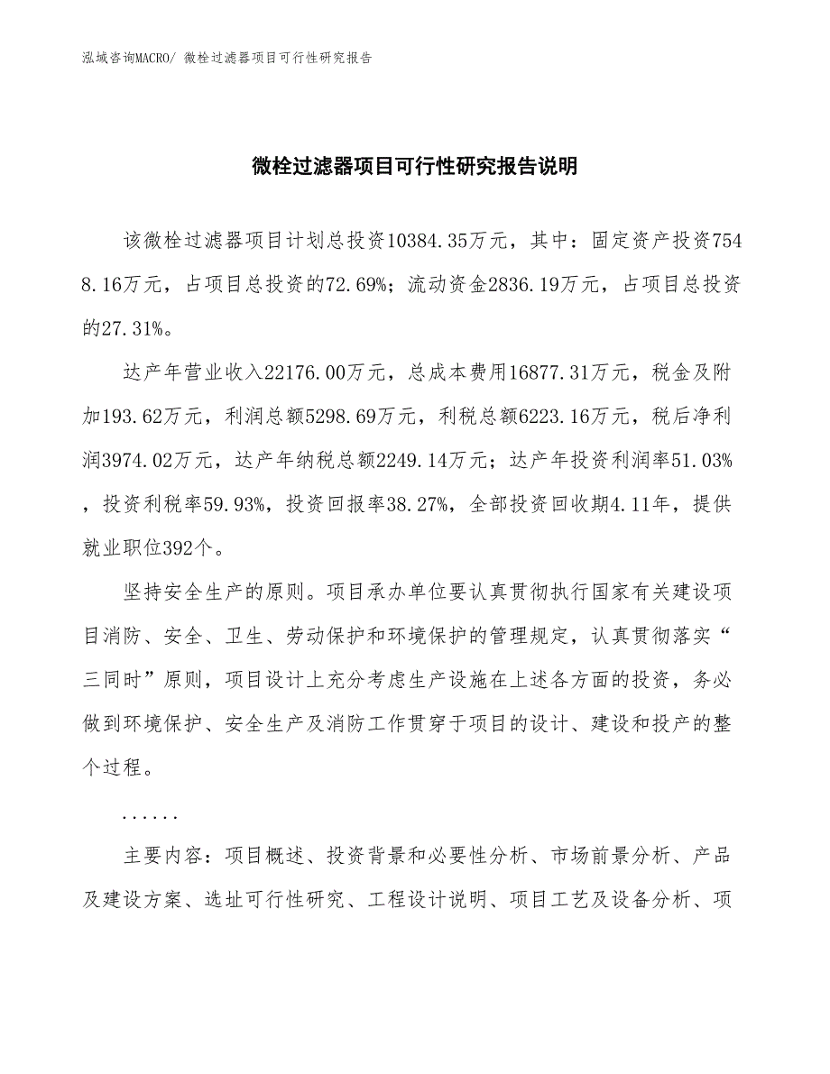 （批地）微栓过滤器项目可行性研究报告_第2页