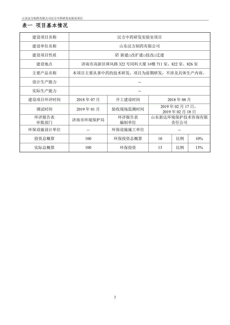 汉方中药研发实验室项目竣工环境保护验收报告_第5页