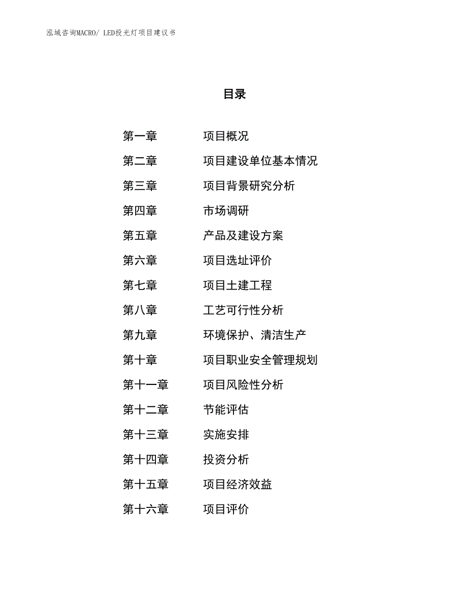 （立项审批）LED投光灯项目建议书_第1页