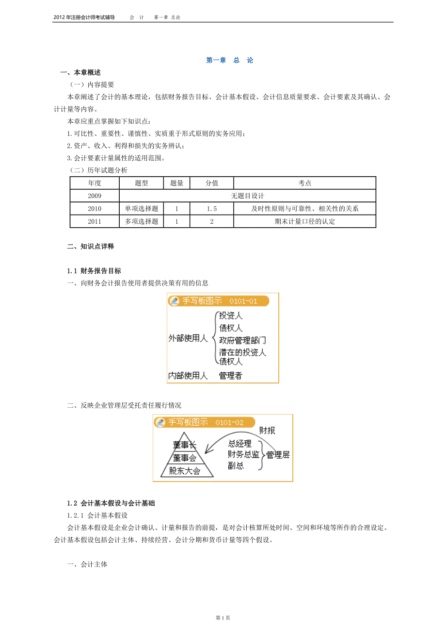 2012注册会计师-会计-(打印版)第一章_第1页