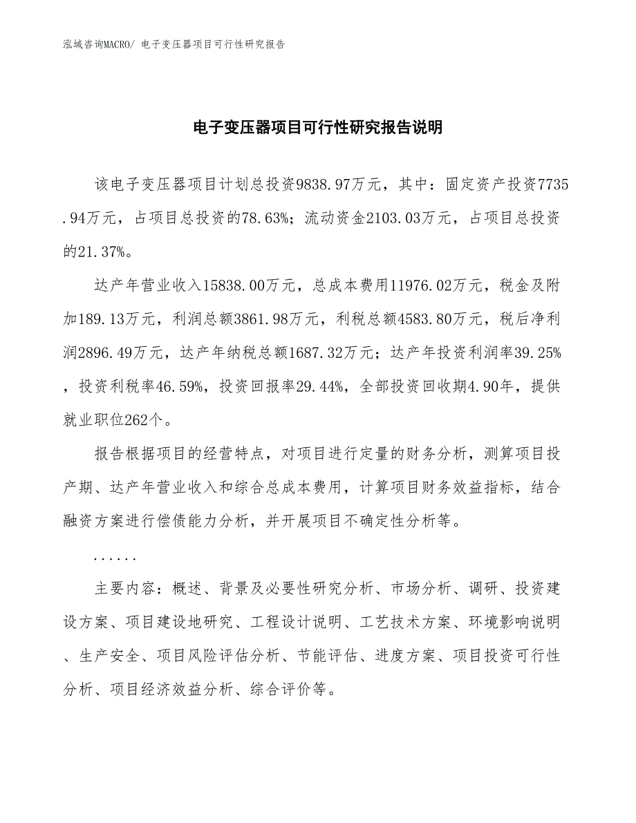 （批地）电子变压器项目可行性研究报告_第2页