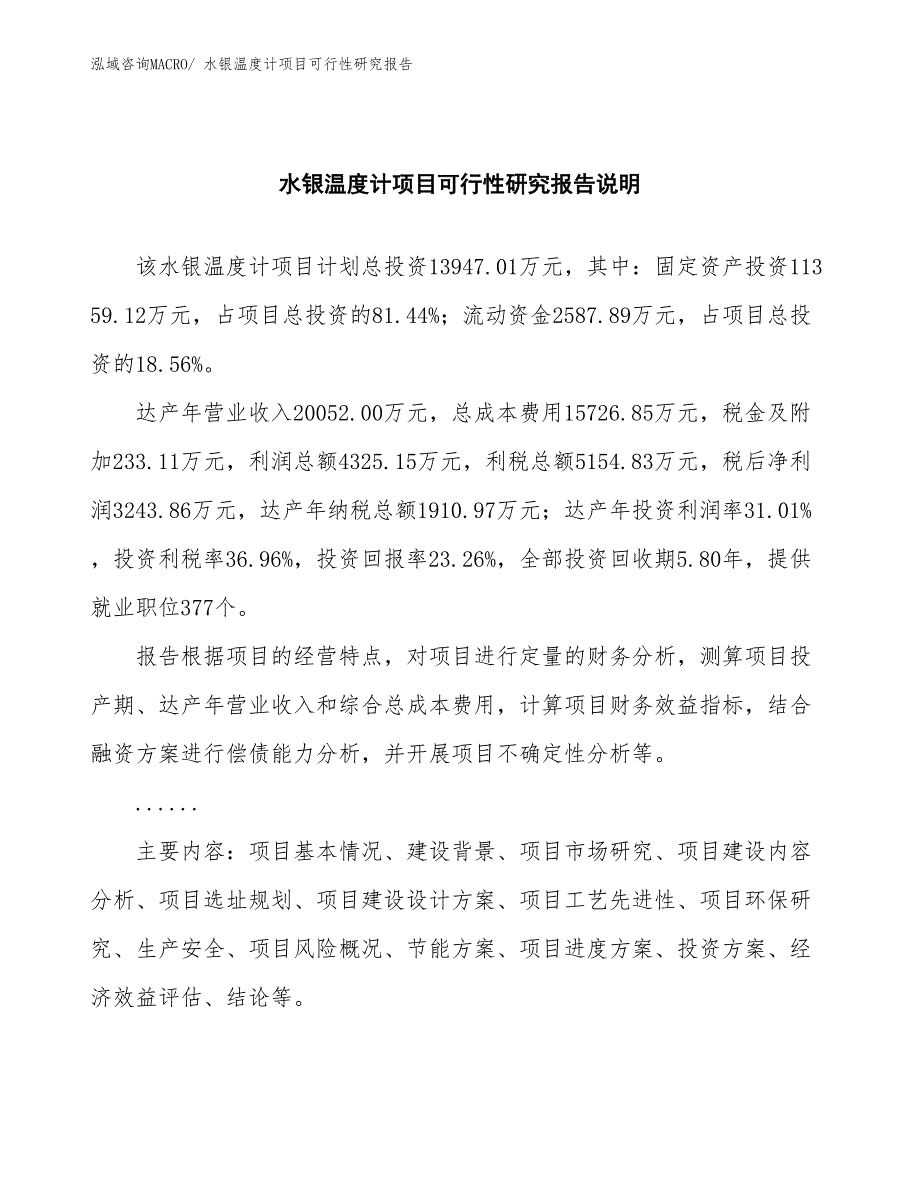 （批地）水银温度计项目可行性研究报告_第2页