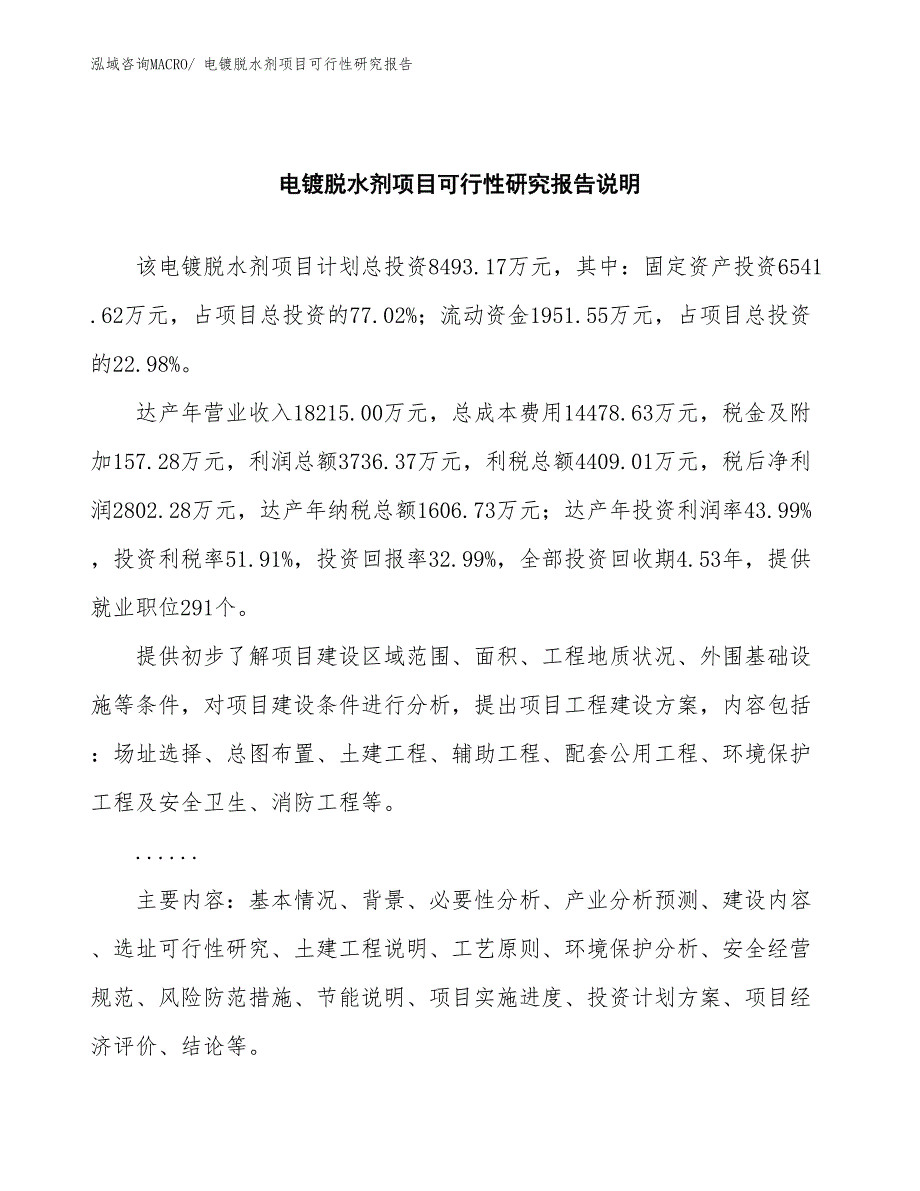 （批地）电镀脱水剂项目可行性研究报告_第2页