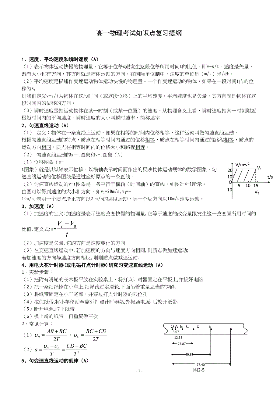 2018-2019高一物理寒假提升资料_第1页