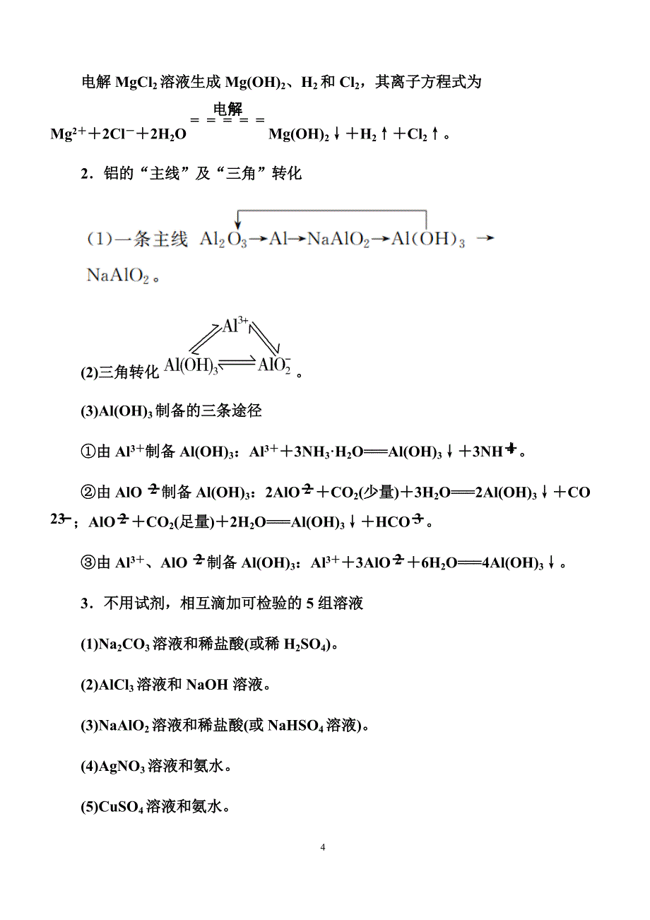 2019高考化学名校冲刺考前必背知识之元素及化合物_第4页