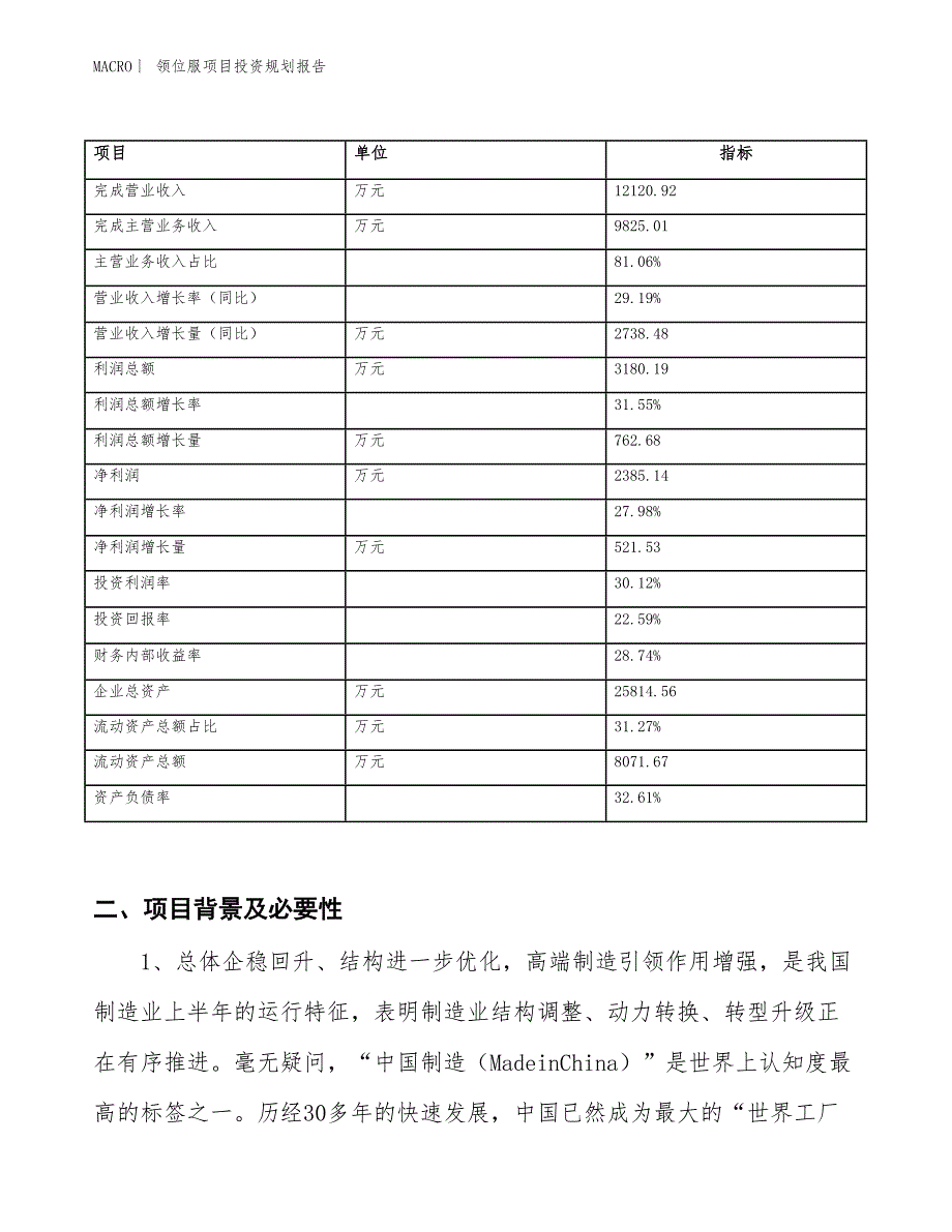 领位服项目投资规划报告_第2页