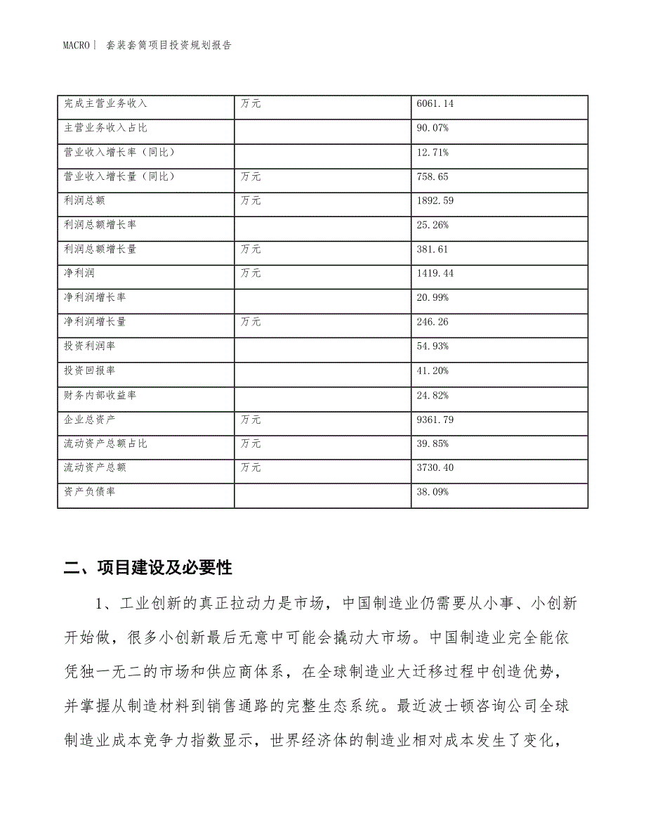 套装套筒项目投资规划报告_第2页