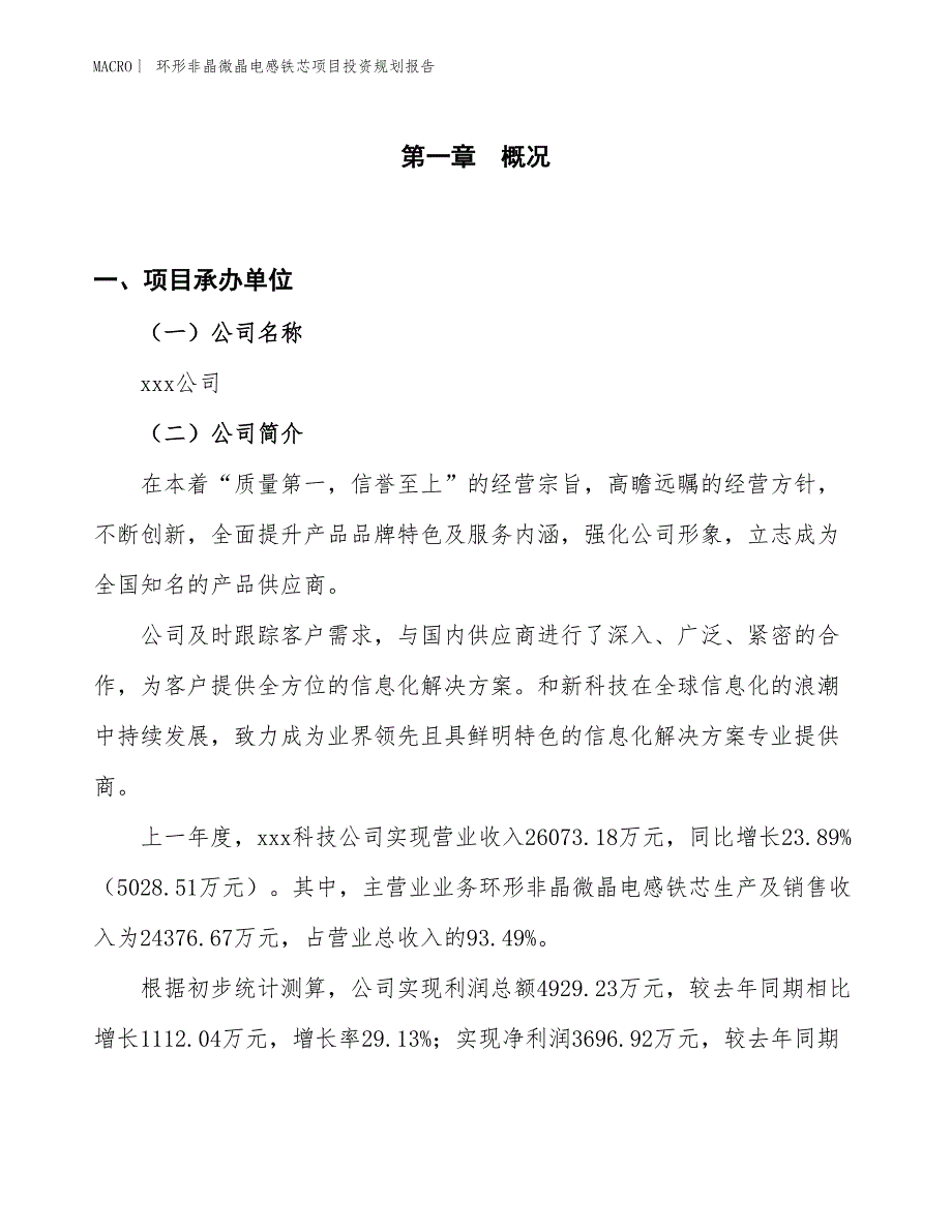 环形非晶微晶电感铁芯项目投资规划报告_第1页