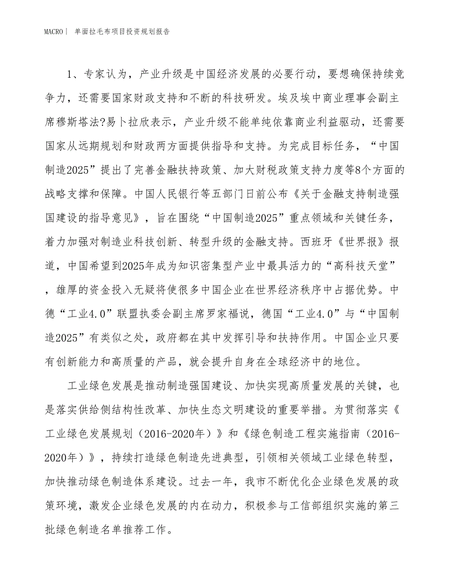 单面拉毛布项目投资规划报告_第3页