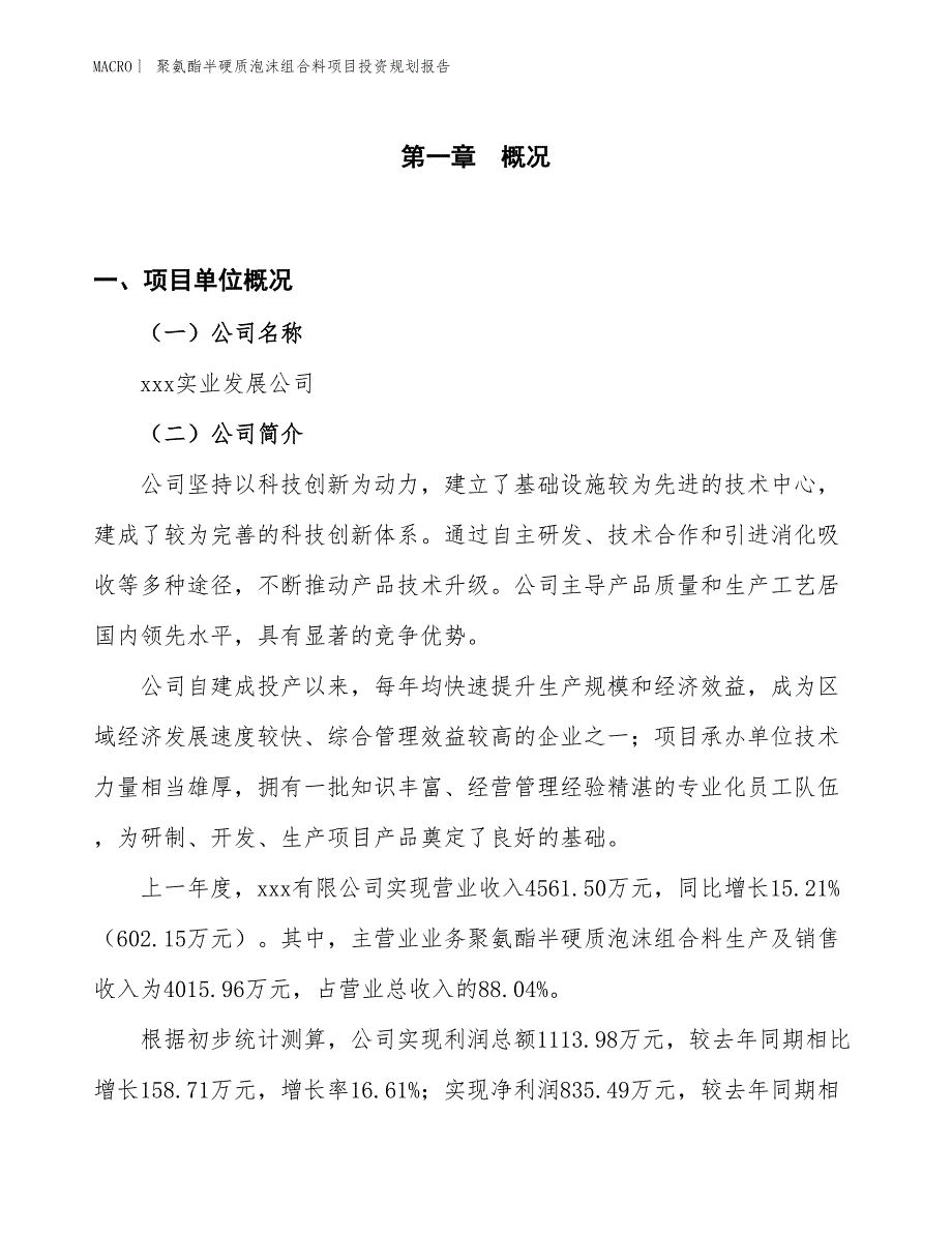 聚氨酯半硬质泡沫组合料项目投资规划报告_第1页