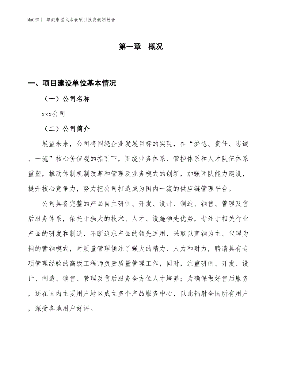 单流束湿式水表项目投资规划报告_第1页