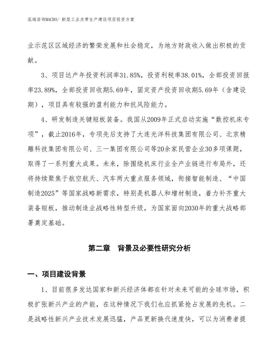 （项目申请）新型工业皮带生产建设项目投资方案_第5页