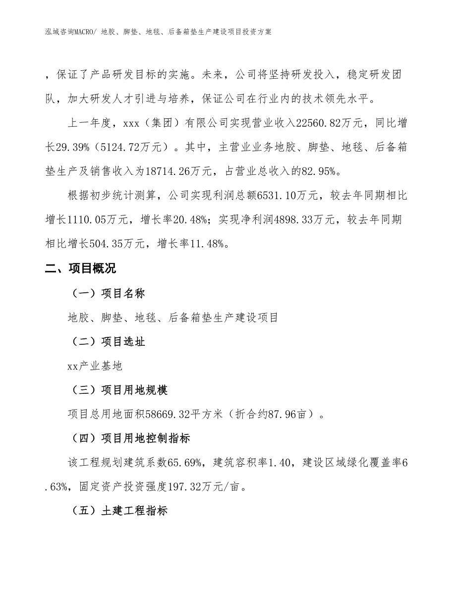 （项目申请）地胶、脚垫、地毯、后备箱垫生产建设项目投资方案_第2页