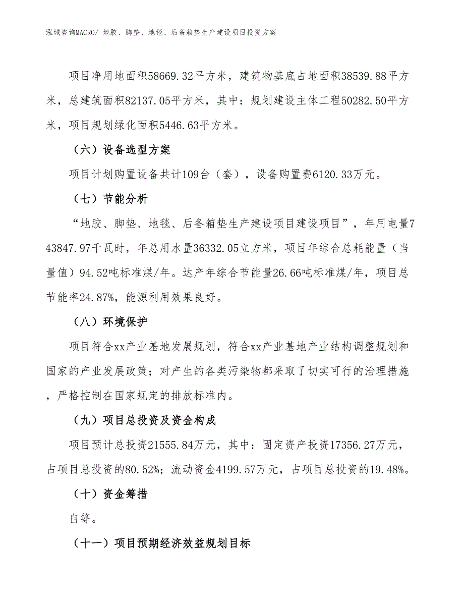 （项目申请）地胶、脚垫、地毯、后备箱垫生产建设项目投资方案_第3页