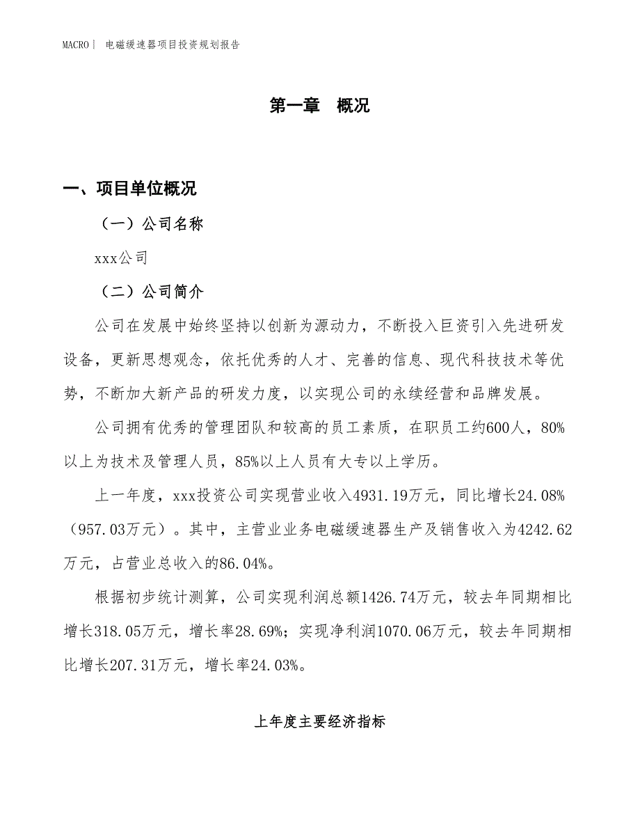 电磁缓速器项目投资规划报告_第1页