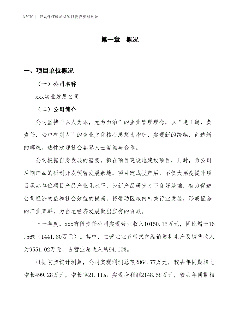 带式伸缩输送机项目投资规划报告_第1页