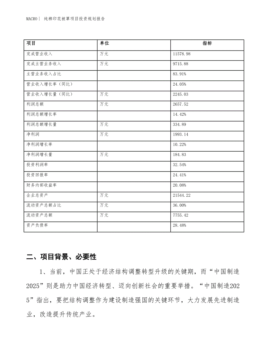 纯棉印花被罩项目投资规划报告_第2页