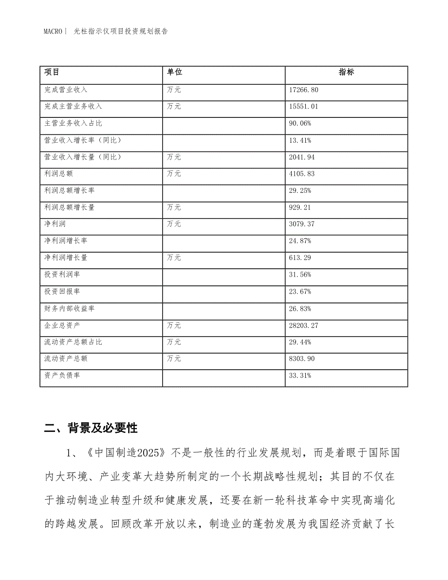 光柱指示仪项目投资规划报告_第2页