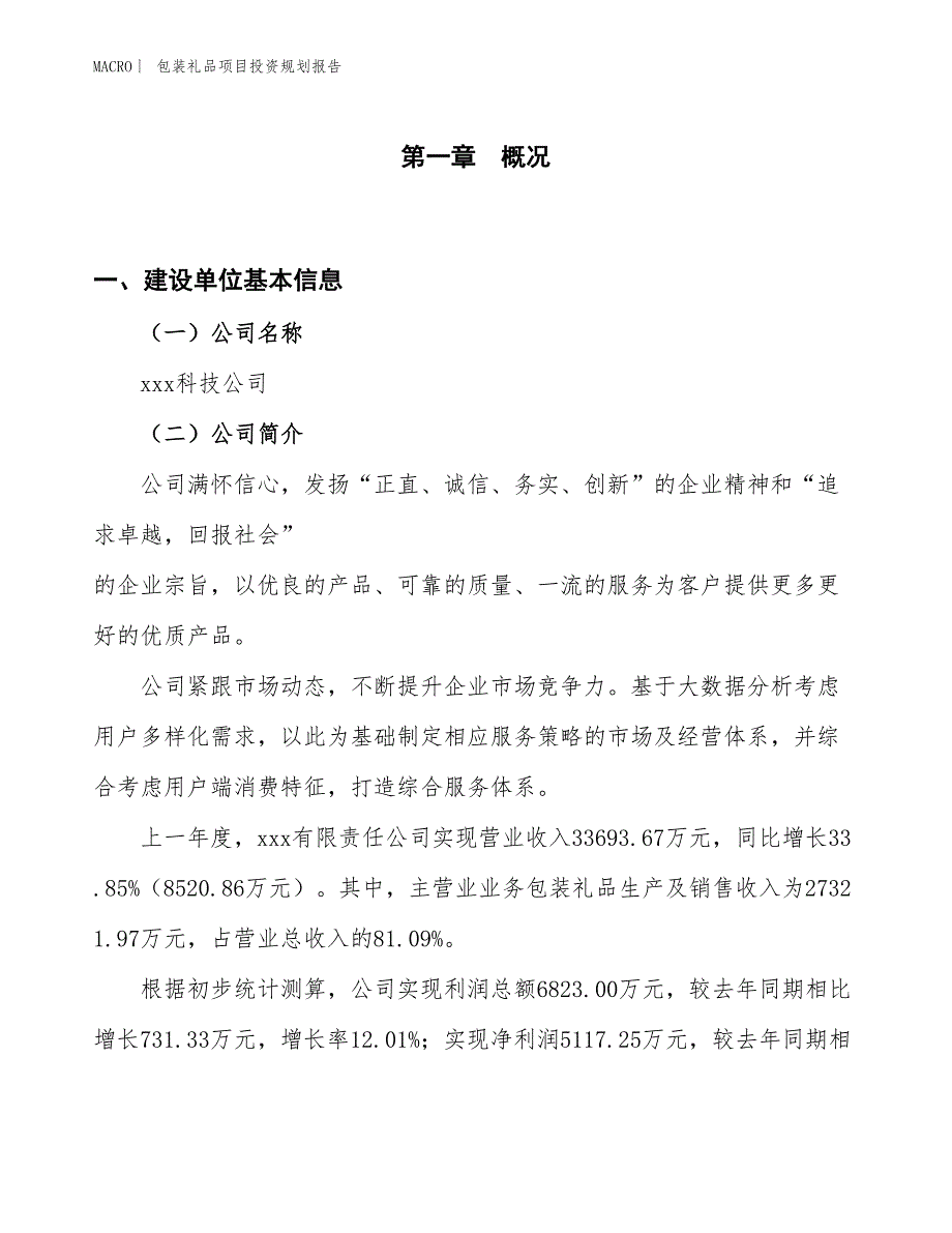 包装礼品项目投资规划报告_第1页