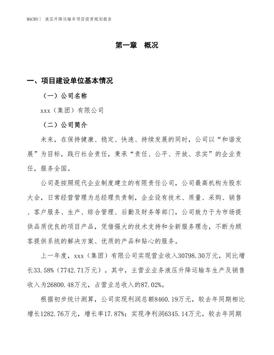 液压升降运输车项目投资规划报告_第1页