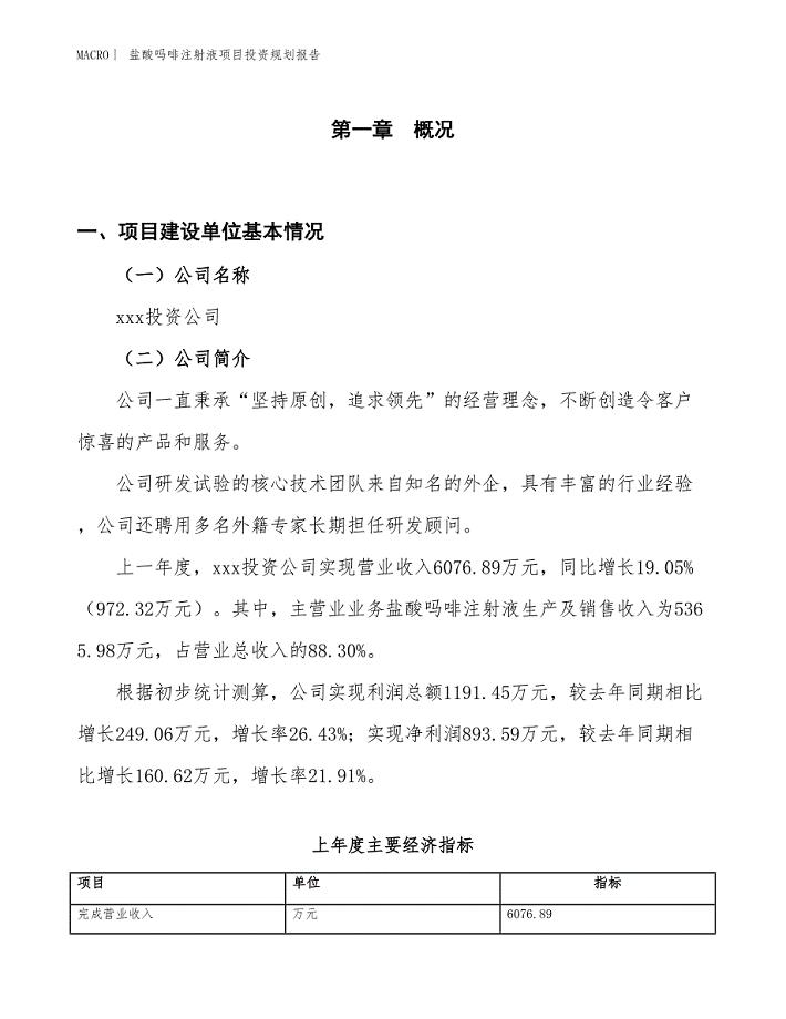 盐酸吗啡注射液项目投资规划报告