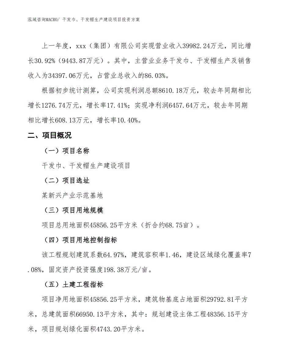 （项目申请）干发巾、干发帽生产建设项目投资方案_第2页