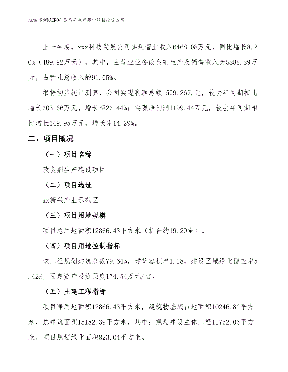 （项目申请）改良剂生产建设项目投资方案_第2页