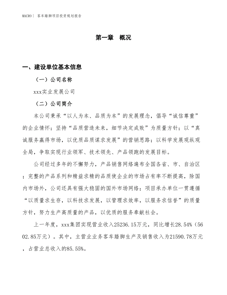 客车踏脚项目投资规划报告_第1页