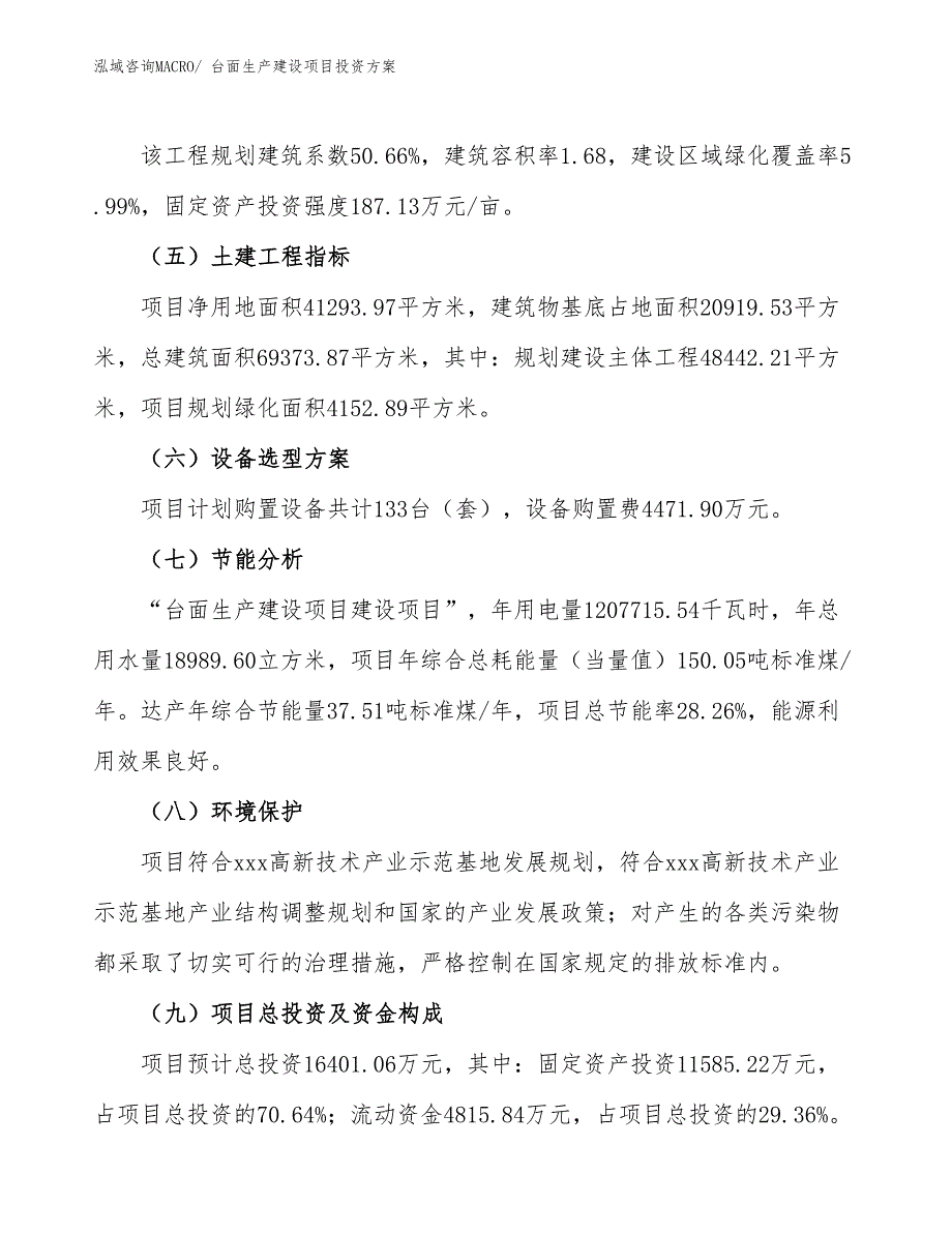 （项目申请）台面生产建设项目投资方案_第3页