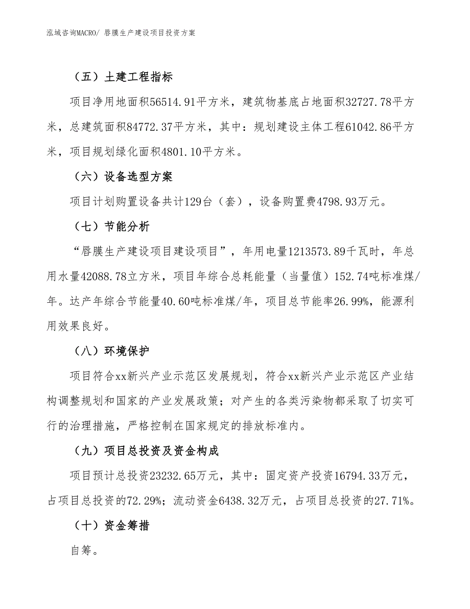 （项目申请）唇膜生产建设项目投资方案_第3页