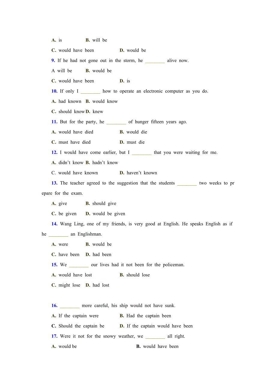 虚拟语气的专项选择20练习 含答案解析.doc_第2页