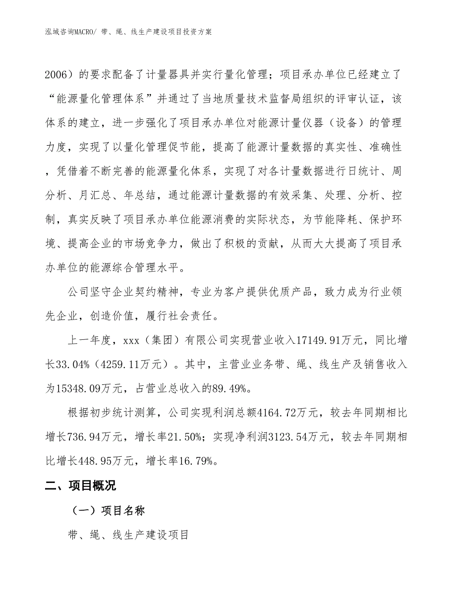 （项目申请）带、绳、线生产建设项目投资方案_第2页