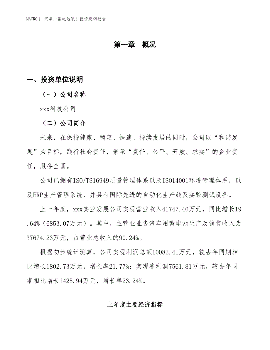 汽车用蓄电池项目投资规划报告_第1页