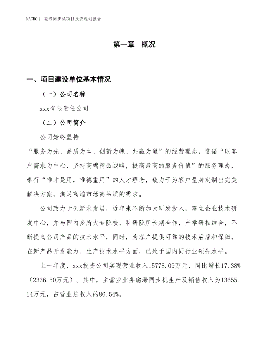 磁滞同步机项目投资规划报告_第1页