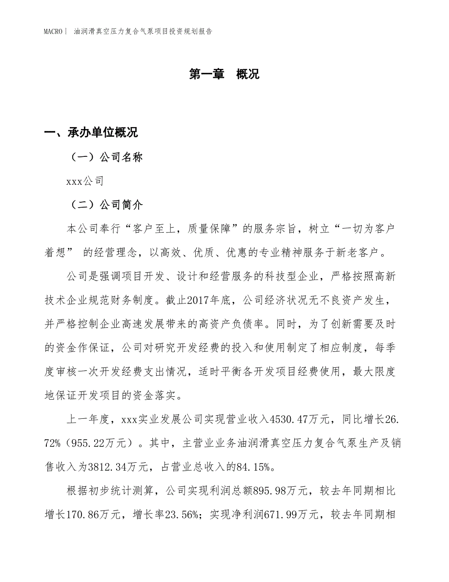 油润滑真空压力复合气泵项目投资规划报告_第1页