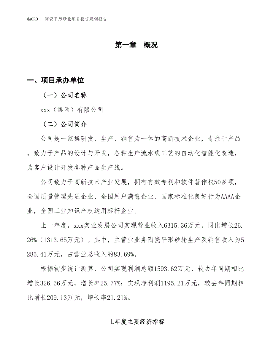 陶瓷平形砂轮项目投资规划报告_第1页