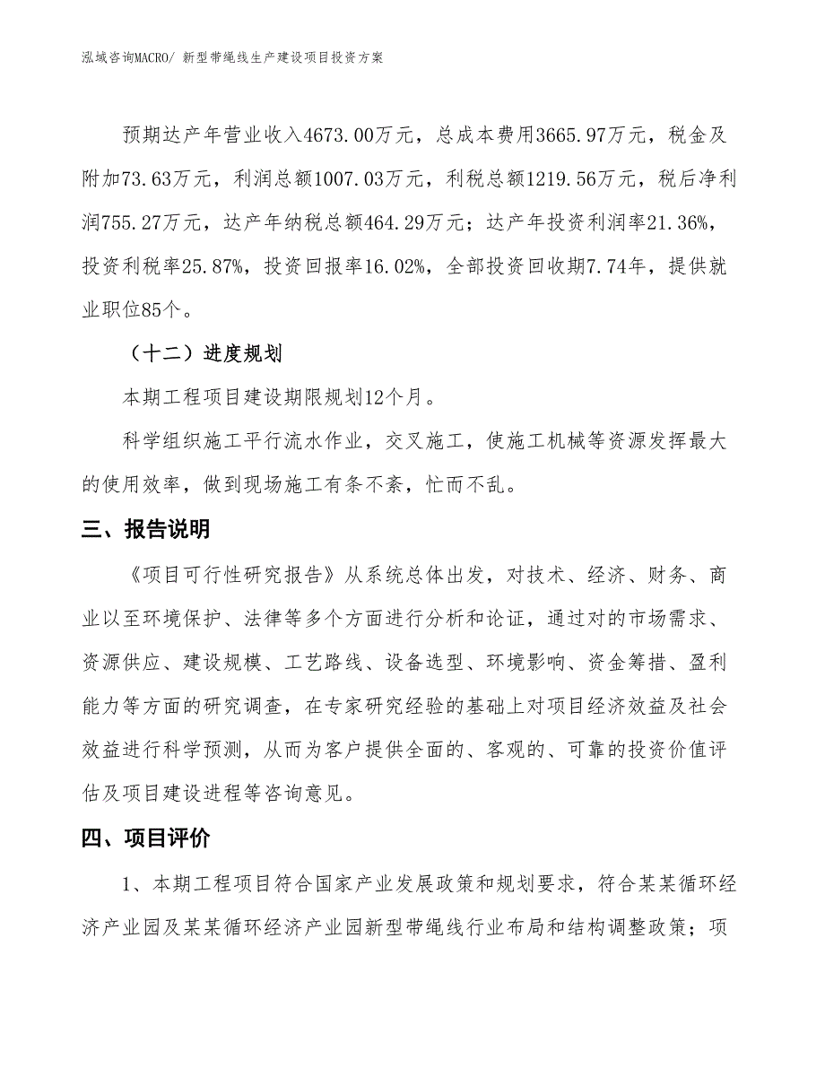 （项目申请）新型带绳线生产建设项目投资方案_第4页