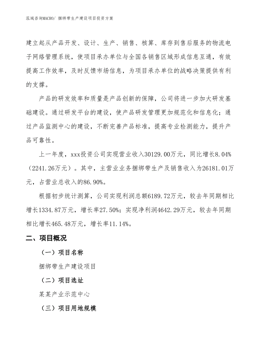 （项目申请）捆绑带生产建设项目投资方案_第2页