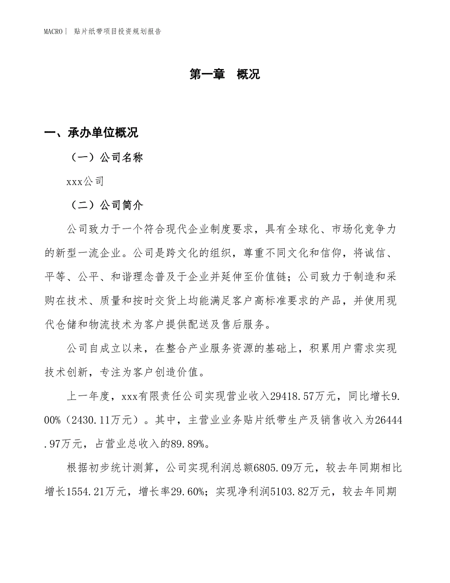 贴片纸带项目投资规划报告_第1页