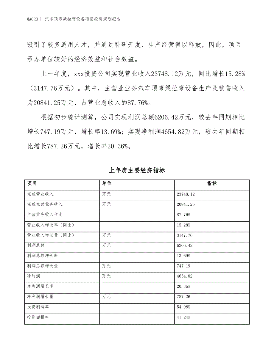 汽车顶弯梁拉弯设备项目投资规划报告_第2页